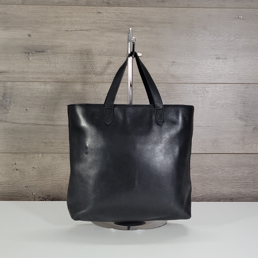 Madewell Classic Black Leather Small Tote Bag